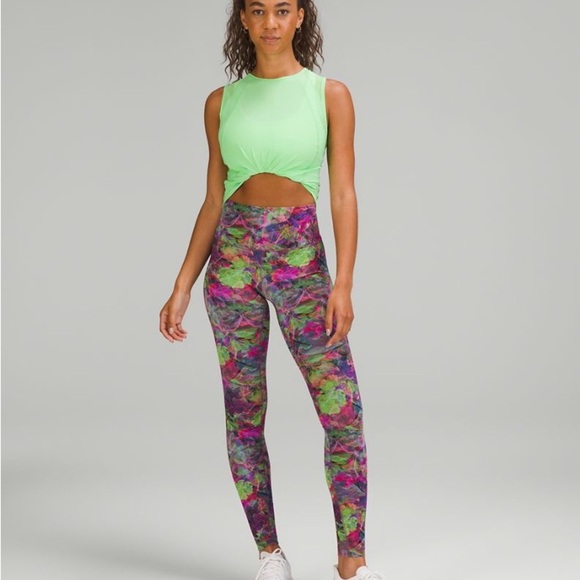 LULULEMON Wunder Train High-Rise Tight Leggings Pink Floral Size 2 - Picture 7 of 12